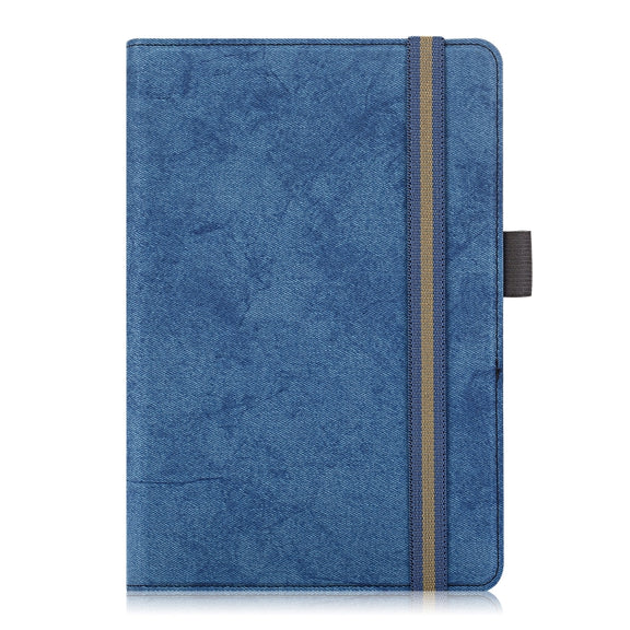 For 7-8 inch Marble Cloth Texture Horizontal Flip Universal Tablet PC Leather Case with Pen Slot & Holder(Dark Blue)