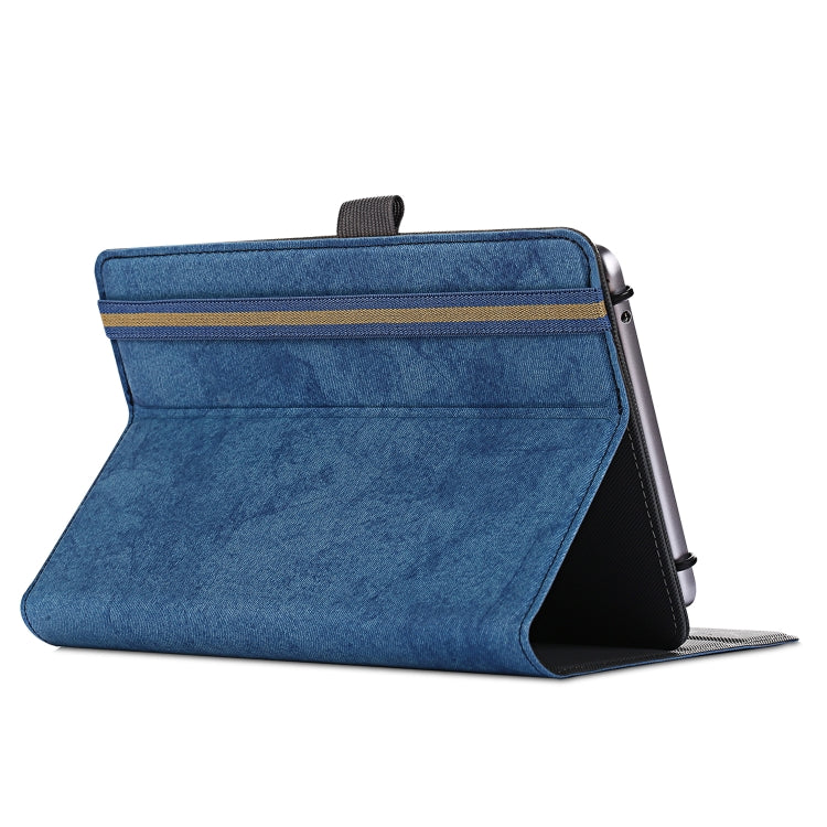For 7-8 inch Marble Cloth Texture Horizontal Flip Universal Tablet PC Leather Case with Pen Slot & Holder(Dark Blue)