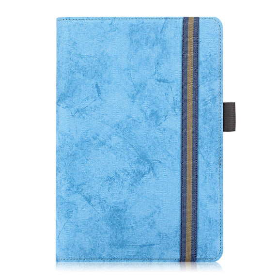 For 7-8 inch Marble Cloth Texture Horizontal Flip Universal Tablet PC Leather Case with Pen Slot & Holder(Sky Blue)