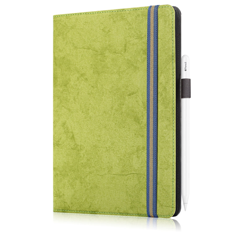 For 9-11 inch Marble Cloth Texture Horizontal Flip Universal Tablet PC Leather Case with Pen Slot & Holder(Green)