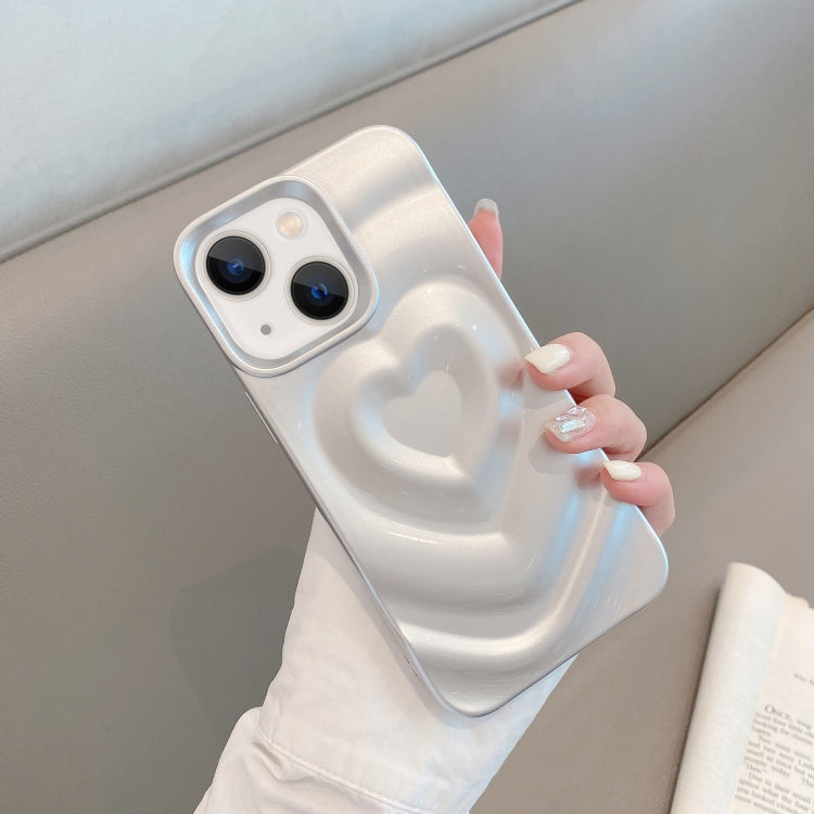 For iPhone 13 3D Love Pattern Phone Case(Silver)