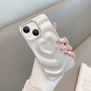 For iPhone 13 3D Love Pattern Phone Case(Silver)