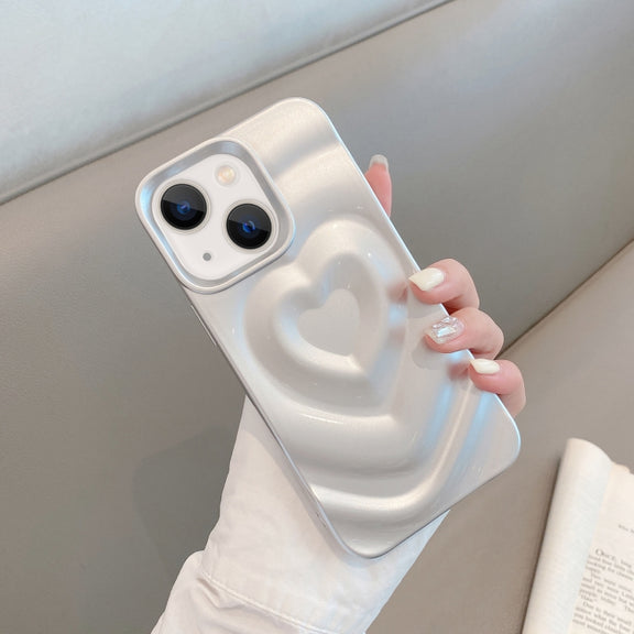 For iPhone 13 3D Love Pattern Phone Case(Silver)