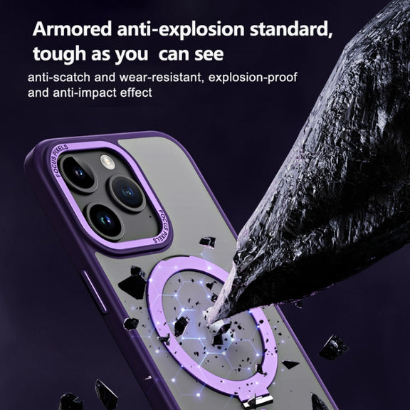For iPhone 15 Pro Max Skin Feel MagSafe Shockproof Phone Case with Holder(White)