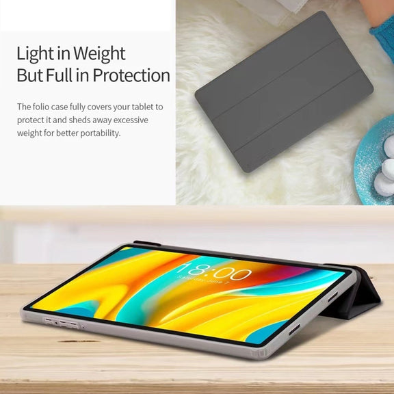 For Teclast T50 Pro 3-Fold Holder Folio Leather Tablet Smart Case(Grey)