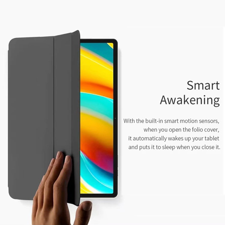 For Teclast T50 Pro 3-Fold Holder Folio Leather Tablet Smart Case(Grey)