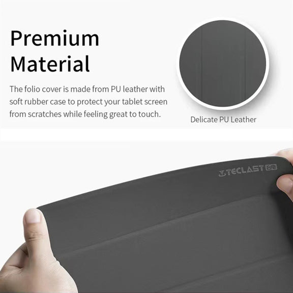 For Teclast T50 Pro 3-Fold Holder Folio Leather Tablet Smart Case(Grey)