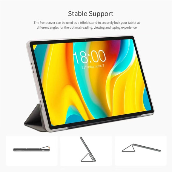 For Teclast T50 Pro 3-Fold Holder Folio Leather Tablet Smart Case(Grey)