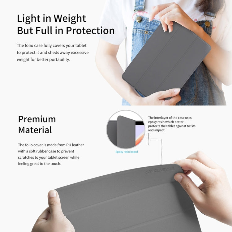 For Teclast T40S 3-Fold Holder Folio Leather Tablet Smart Case(Grey)