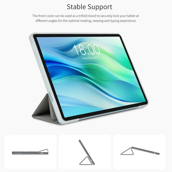 For Teclast P50 3-Fold Holder Folio Leather Tablet Smart Case(Grey)