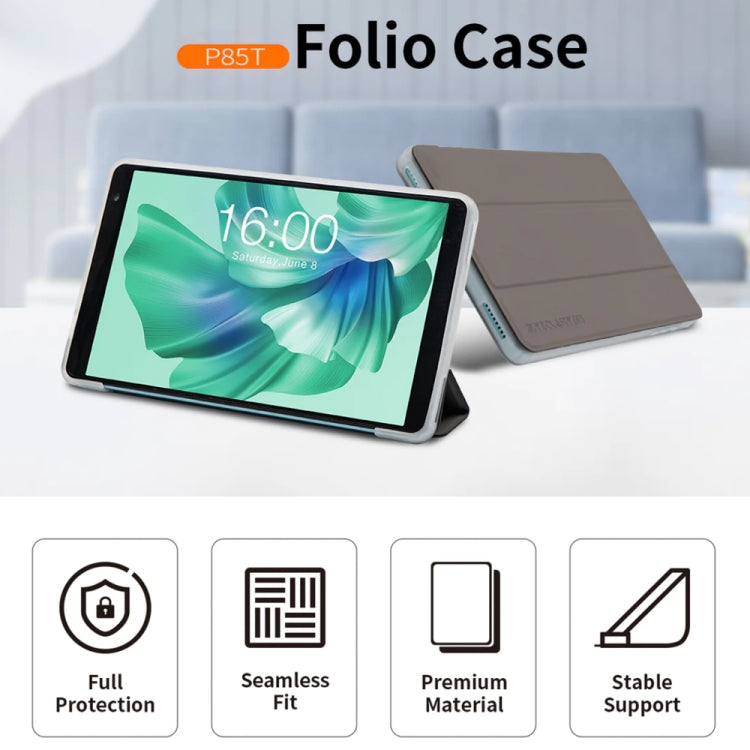 For Teclast P85T 3-Fold Holder Folio Leather Tablet Smart Case(Grey)