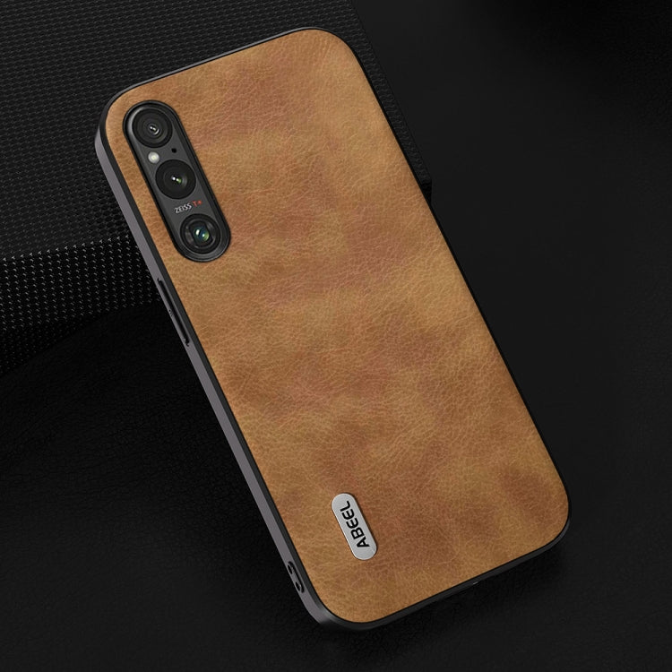 For Sony Xperia 1 V ABEEL Retro Litchi Texture PU Phone Case(Brown)