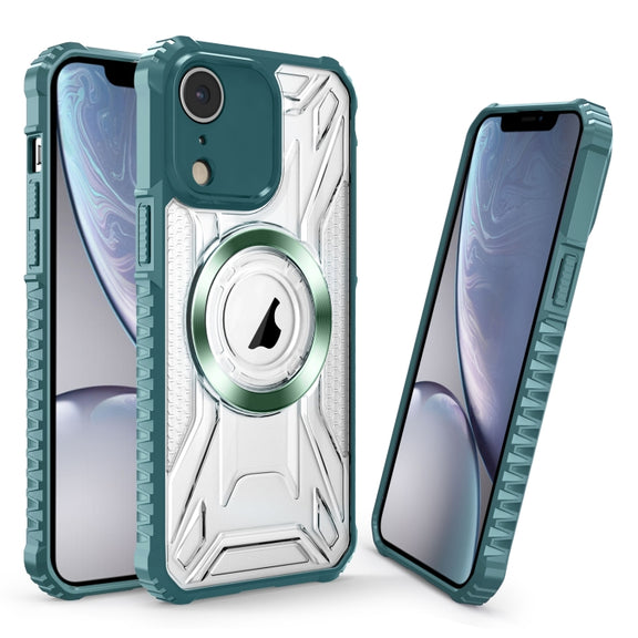 For iPhone XR CD Texture Magsafe Phone Case(Dark Green)