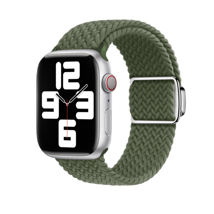 For Apple Watch Ultra 49mm Nylon Loop Magnetic Buckle Watch Band(Dark Olive)