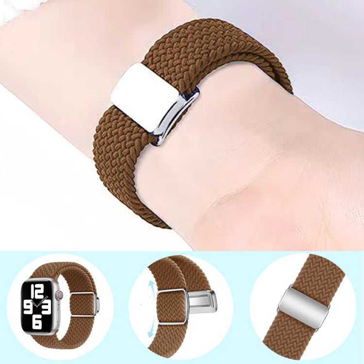 For Apple Watch Ultra 49mm Nylon Loop Magnetic Buckle Watch Band(Brown)