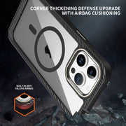 For iPhone 13 MagSafe Carbon Fiber Transparent Back Panel Phone Case(Green)