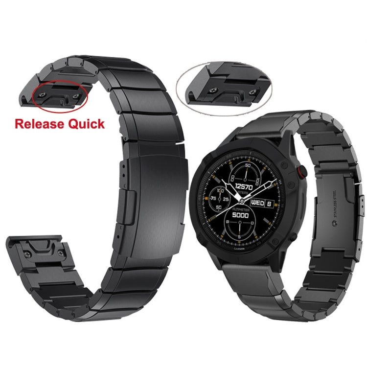 For Garmin Instinct 2X Solar Tortoise Shell Stainless Steel Watch Band(Black)