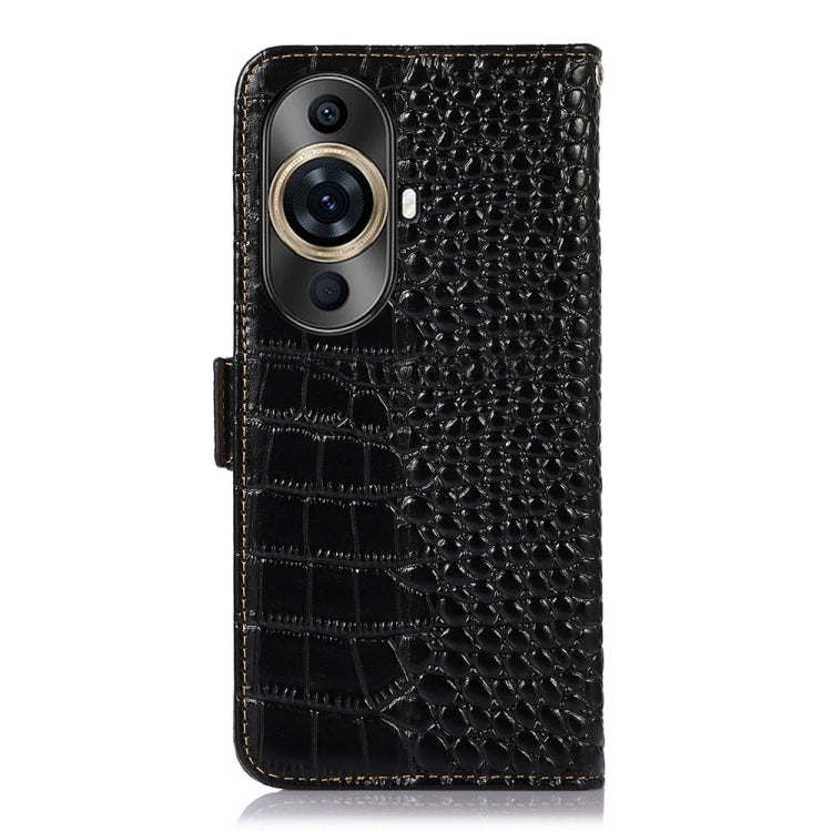For Huawei Nova 11 Pro / 11 Ultra Crocodile Top Layer Cowhide Leather Phone Case(Black)