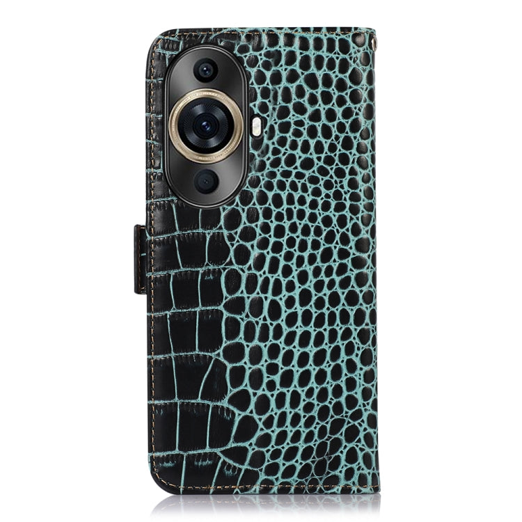 For Huawei Nova 11 Pro / 11 Ultra Crocodile Top Layer Cowhide Leather Phone Case(Green)