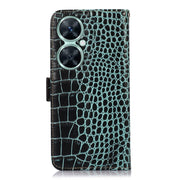 For Huawei Nova 11i / Enjoy 60 Pro /  Crocodile Top Layer Cowhide Leather Phone Case(Green)