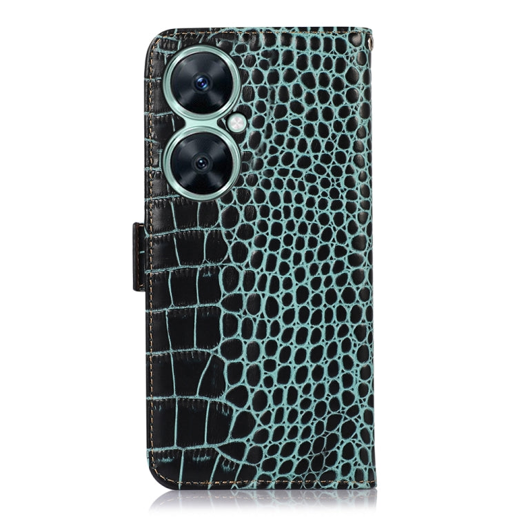 For Huawei Nova 11i / Enjoy 60 Pro /  Crocodile Top Layer Cowhide Leather Phone Case(Green)