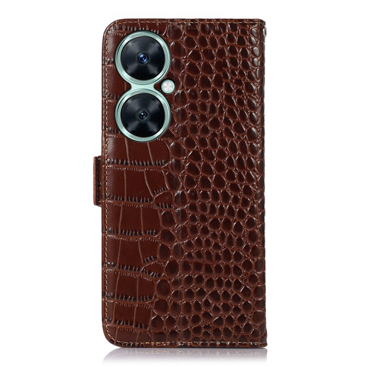 For Huawei Nova 11i / Enjoy 60 Pro /  Crocodile Top Layer Cowhide Leather Phone Case(Brown)