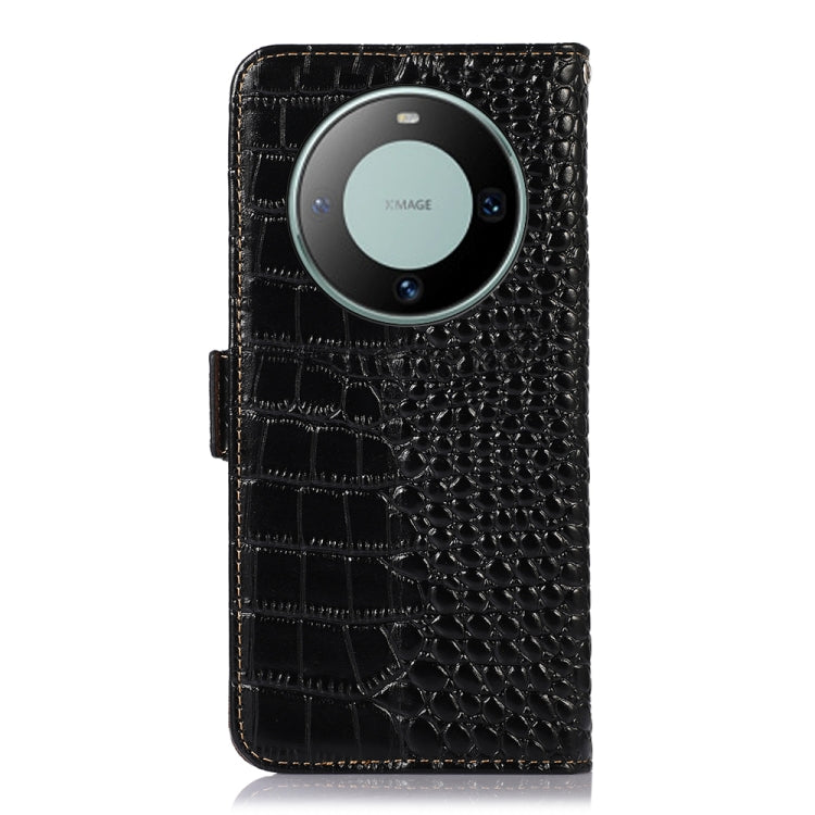 For Huawei Mate 60 Crocodile Top Layer Cowhide Leather Phone Case(Black)