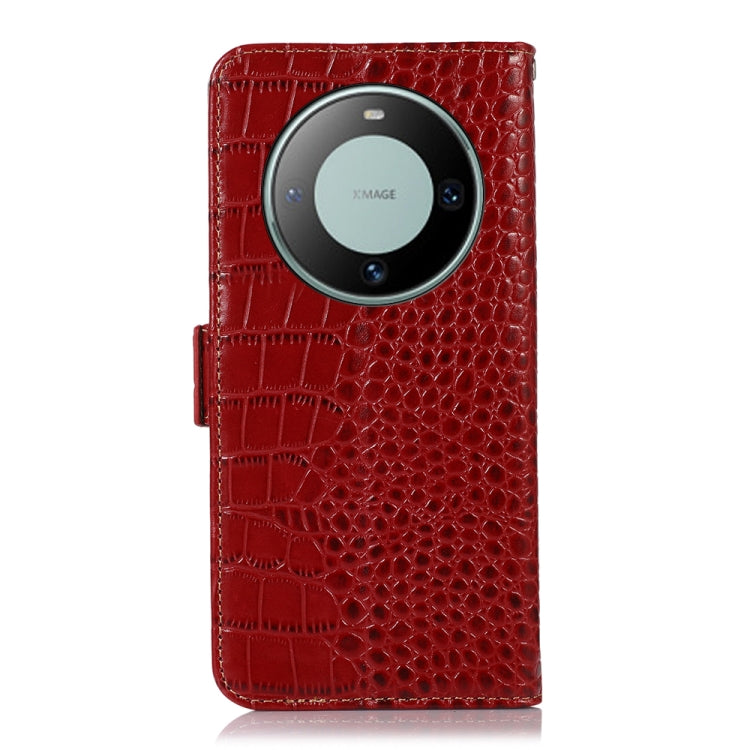 For Huawei Mate 60 Crocodile Top Layer Cowhide Leather Phone Case(Red)