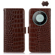 For Huawei Mate 60 Crocodile Top Layer Cowhide Leather Phone Case(Brown) - Huawei Cases by PMC TechLife | Online Shopping South Africa | PMC TechLife | Buy Now Pay Later Mobicred