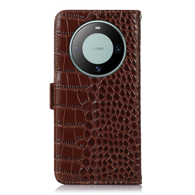 For Huawei Mate 60 Crocodile Top Layer Cowhide Leather Phone Case(Brown)