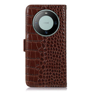For Huawei Mate 60 Crocodile Top Layer Cowhide Leather Phone Case(Brown)