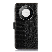 For Huawei Mate 60 Pro Crocodile Top Layer Cowhide Leather Phone Case(Black)