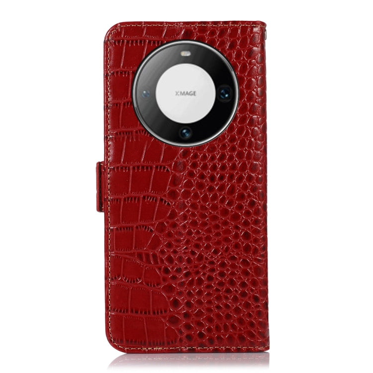 For Huawei Mate 60 Pro Crocodile Top Layer Cowhide Leather Phone Case(Red)