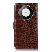 For Huawei Mate 60 Pro Crocodile Top Layer Cowhide Leather Phone Case(Brown)
