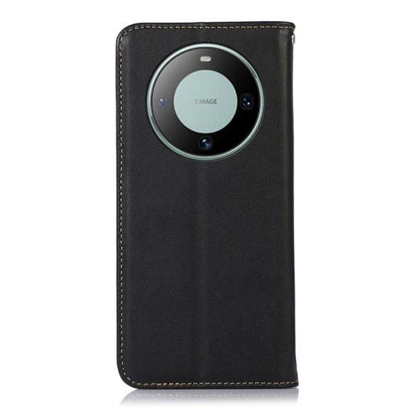 For Huawei Mate 60 KHAZNEH Nappa Top Layer Cowhide Leather Phone Case(Black)