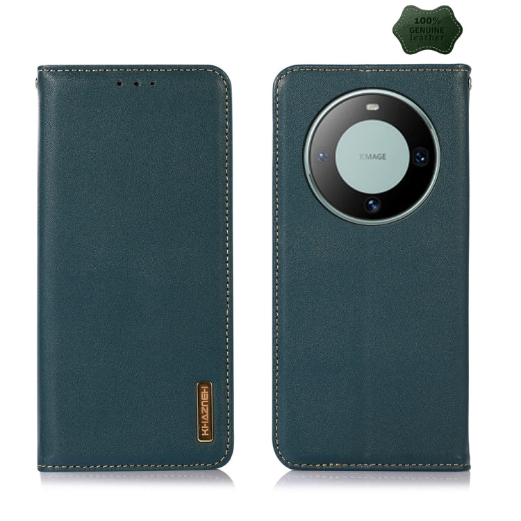 For Huawei Mate 60 KHAZNEH Nappa Top Layer Cowhide Leather Phone Case(Green)