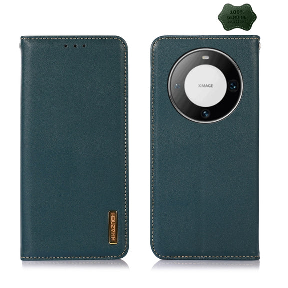 For Huawei Mate 60 Pro KHAZNEH Nappa Top Layer Cowhide Leather Phone Case(Green)
