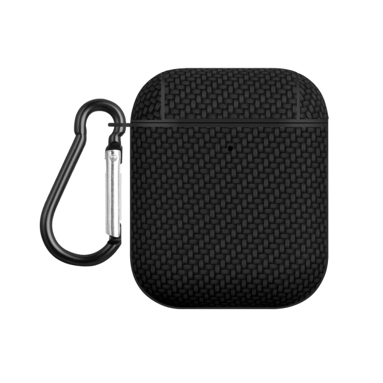 For AirPods 1 / 2 Woven Skin Texture PC TWS Earphone Protective Case(Black)