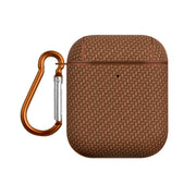 For AirPods 1 / 2 Woven Skin Texture PC TWS Earphone Protective Case(Brown)