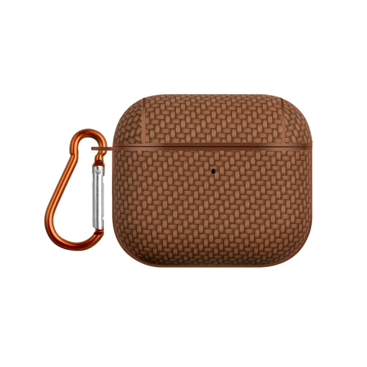 For AirPods 3 Woven Skin Texture PC TWS Earphone Protective Case(Brown)