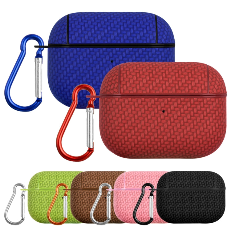 For AirPods 1 / 2 Woven Skin Texture PC TWS Earphone Protective Case(Pink)