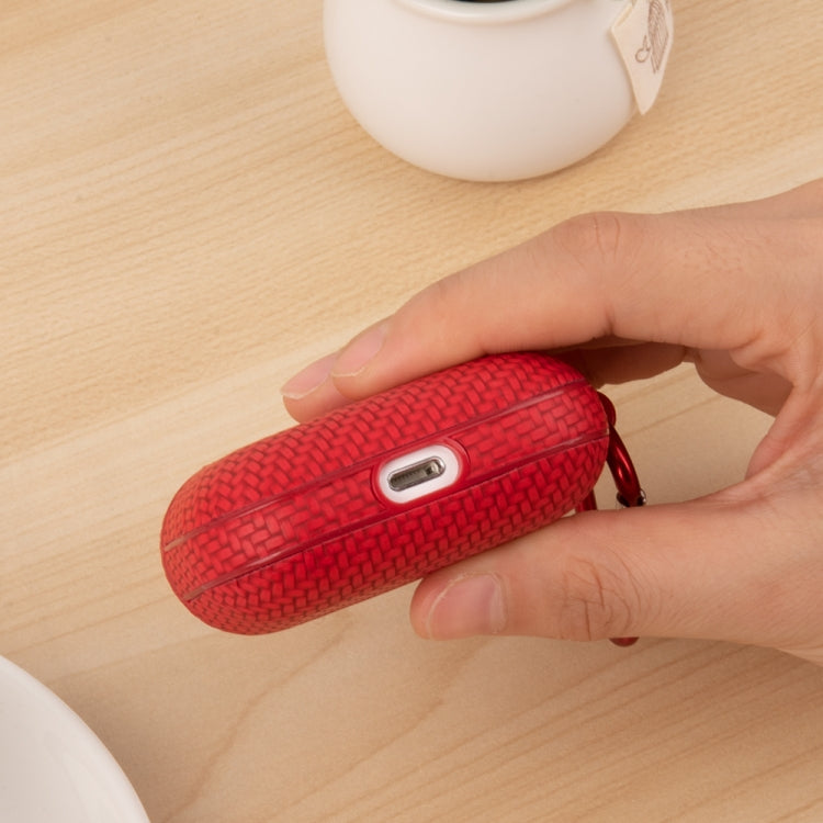 For AirPods 1 / 2 Woven Skin Texture PC TWS Earphone Protective Case(Black)