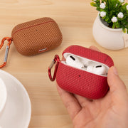 For AirPods 1 / 2 Woven Skin Texture PC TWS Earphone Protective Case(Red)