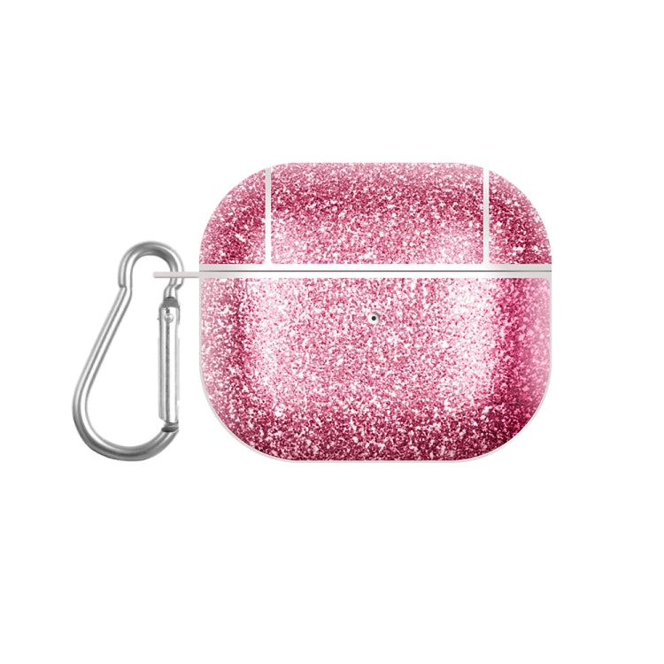 For AirPods 3 Glitter Powder Skin Texture PC TWS Earphone Case(Rose Red)