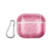 For AirPods 3 Glitter Powder Skin Texture PC TWS Earphone Case(Rose Red)