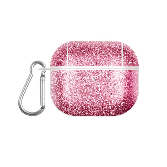 For AirPods 3 Glitter Powder Skin Texture PC TWS Earphone Case(Rose Red)