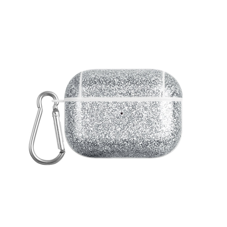 For AirPods Pro Glitter Powder Skin Texture PC TWS Earphone Case(Silver)
