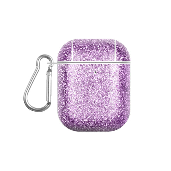 For AirPods 1 / 2 Glitter Powder Skin Texture PC TWS Earphone Case(Purple)