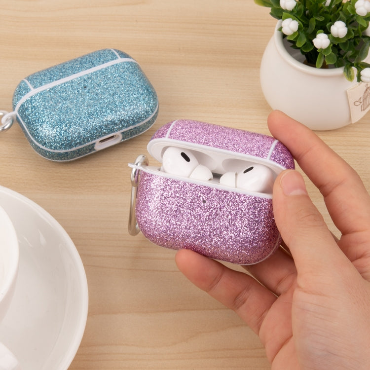 For AirPods 1 / 2 Glitter Powder Skin Texture PC TWS Earphone Case(Blue)