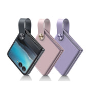 For Motorola Razr 40 Hand Strap Type Leather Phone Case(Purple)